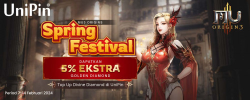 Spring Festival 2024 – Top Up Divine Diamonds & Dapatkan 5% Ekstra Golden Diamonds UNLIMITED di MU ORIGIN 3